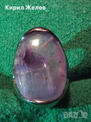 ПОСРЕБРЕН ФЕШЪН АРТ ПРЪСТЕН с НАТУРАЛЕН ЮВЕЛИРНО ШЛИФОВАН КАМЪК - АМЕТИСТ 26606