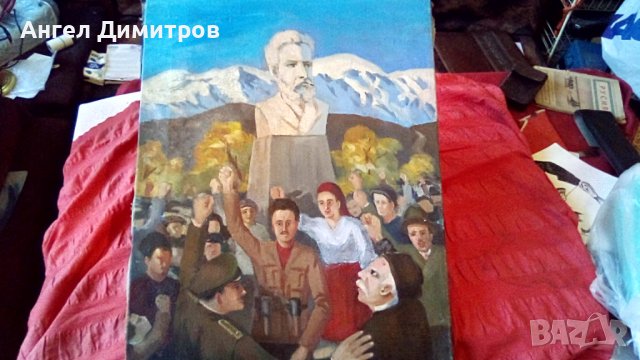 Стара маслена картина платно подписана