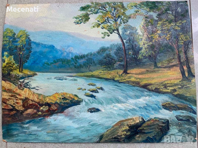 ВИКТОР ПОПОВ Масло/картон "Тетевенско - пейзаж" , снимка 12 - Картини - 53122724