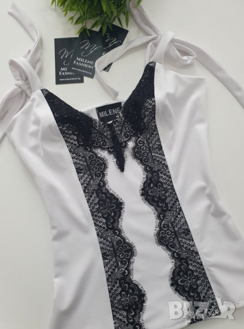 Топ с дантела 2 цвята, снимка 5 - Корсети, бюстиета, топове - 36005578