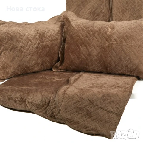 Шалте с 2 бр. калъфки, 230*250см, кафяв цвят, снимка 1