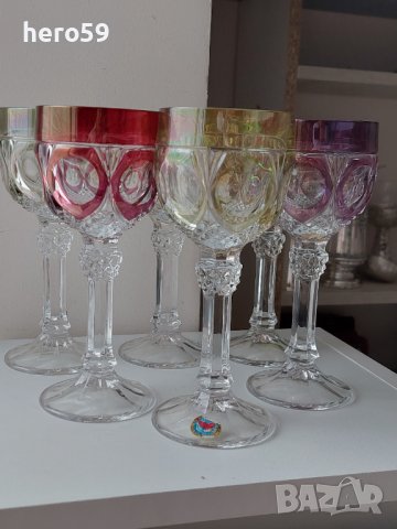 Кристални чаши-комплект от шест броя,многоцветен кристал, снимка 2 - Чаши - 41484526