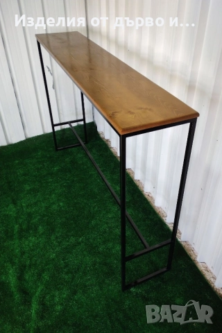метална бар маса с дървен плот в наличност , снимка 5 - Маси - 52419225