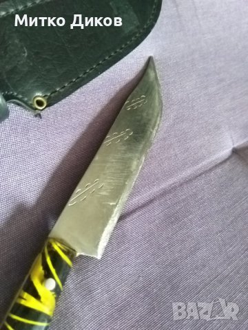 Ловен нож с калъф естествена кожа за колан 233х135мм острие, снимка 3 - Ножове - 44231600