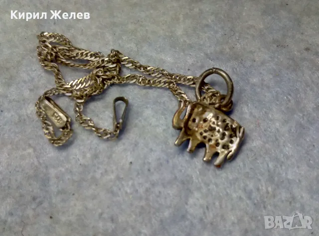 СТИЛНА ВИНТИДЖ ПЛЕТКА СРЕБЪРНА ГРИВНА СРЕБРО 925 със СРЕБЪРНА ВИСУЛКА СЛОНЧЕ с КРИСТАЛЧЕТА 49315, снимка 3 - Гривни - 49757269