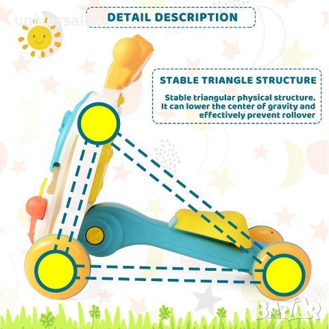 Проходилка уокър, масичка, тротинетка, ride-on количка 4в1, снимка 5 - Проходилки - 41245543