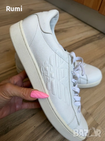 Мъжки оригинални кожени бели кецове EA7 ! 44 н, снимка 9 - Ежедневни обувки - 52188287