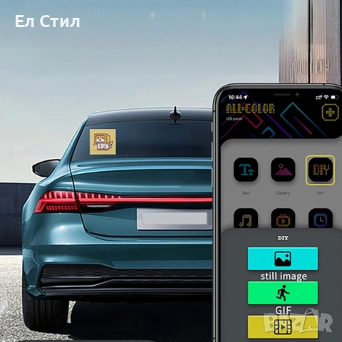 Интелигентен LED екран 32×32 за заден прозорец на автомобил – Модел Pixel RGB с Bluetooth управление, снимка 4 - Аксесоари и консумативи - 53574003