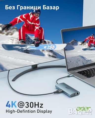 Нов 9 в 1 USB C Хъб с PD Зареждане, HDMI 4K, Ethernet Адаптер Докинг, снимка 7 - Мрежови адаптери - 44395442