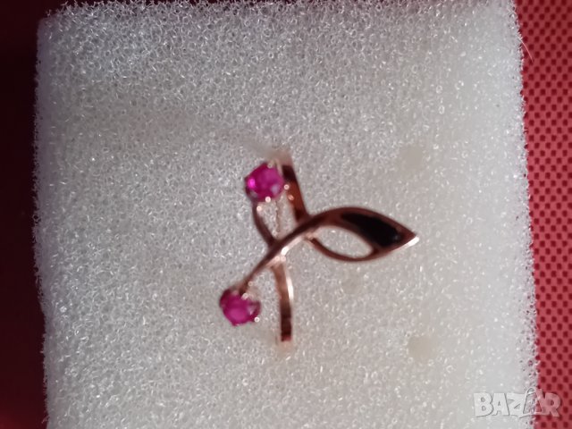 Руски  златен пръстен с рубинчета и емайл 583, снимка 4 - Пръстени - 41844830