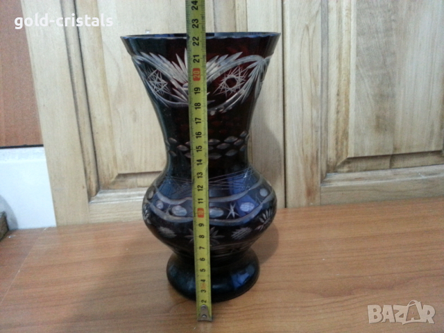 Ваза цветен червен кристал, снимка 6 - Антикварни и старинни предмети - 36173868