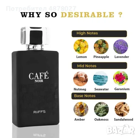 Оригинален Арабски парфюм Café Noir RiiFFS Eau De Perfume For Men - 100ml / Личността на човек се от, снимка 2 - Мъжки парфюми - 56183759