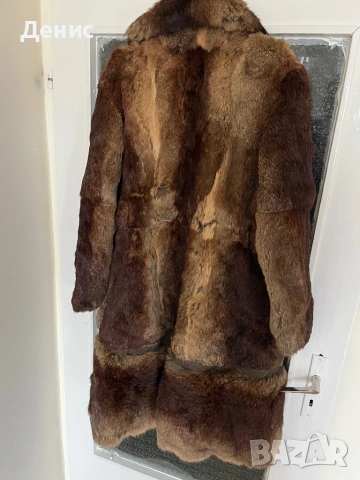 Дълго дамско палто от естествен косъм (нутрия) – L/XL, с подвижна част, ретро модел