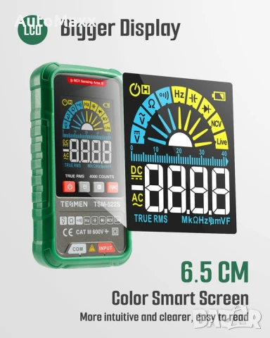Цифров мултицет TESMEN TSM-522S, TRMS 4000 броя

, снимка 3 - Други инструменти - 50971876