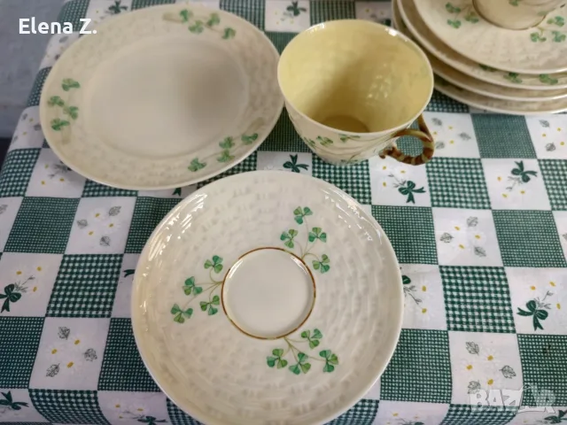 Троен сет за чай Belleek Ирландия - най-финия порцелан, снимка 10 - Чаши - 56137947