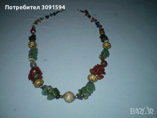 Колие  винтидж полускапоценни  камъни, многоцветно, , многопластово, бохемско,, снимка 2 - Колиета, медальони, синджири - 53101709