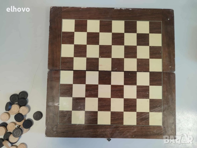 Стара дървена кутия за шах/табла, снимка 3 - Антикварни и старинни предмети - 51753558