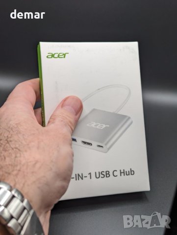 Acer USB C хъб, 3 в 1 с 5Gbps USB 3.0 GEN1 порт, 4K HDMI и PD Max 100W, снимка 10 - Кабели и адаптери - 44322766