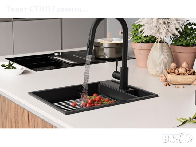 Кухненска Мивка от гранит модел Осло 40 Премиум 380 x 530 мм - Черна, снимка 11 - Мивки - 41875156