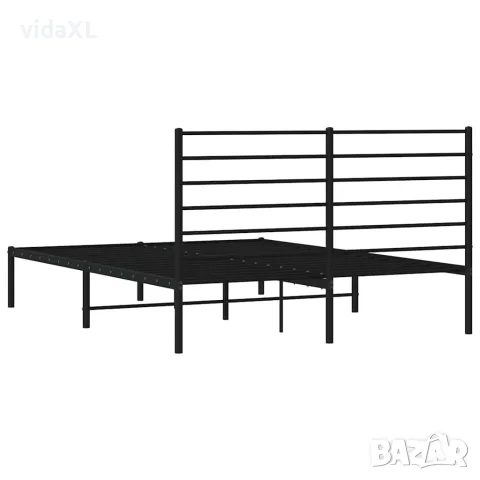 vidaXL Метална рамка за легло с горна табла, черна, 150x200 см, снимка 8 - Спални и легла - 56147215