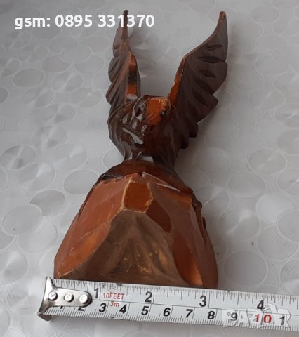 24 см Орел, фигура, птица дърворезба, пластика, статуетка, снимка 9 - Статуетки - 39749300