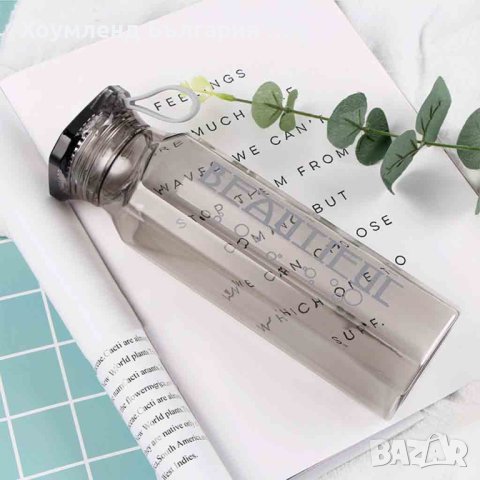 Стъклена бутилка за вода 500мл с херметическа капачка и дръжка, снимка 2 - Други стоки за дома - 41141658