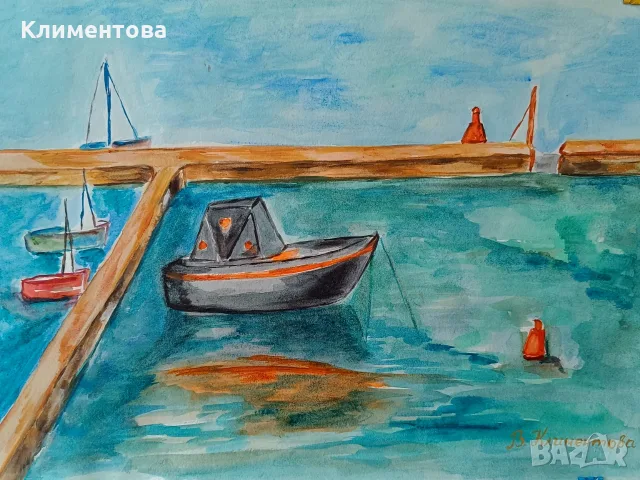 Картина "Черната лодка", снимка 2 - Картини - 56322639