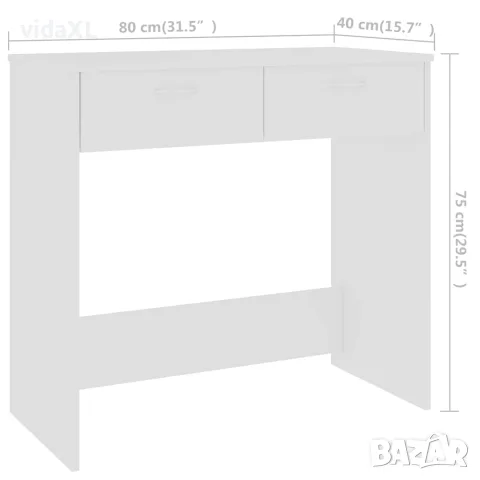 vidaXL Бюро, бяло, 80x40x75 см, инженерно дърво, снимка 6 - Бюра - 56147779