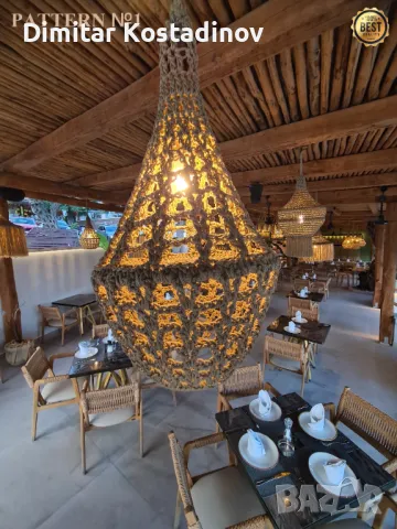 Ръчно плетени лампи в бохо стил за плажни заведения или ресторанти, снимка 4 - Настолни лампи - 48804733