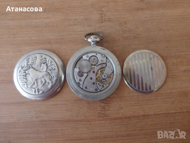 Джобен часовник Молния Мълния Molnija с вълци, снимка 6 - Антикварни и старинни предмети - 44375590