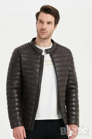 Мъжко кожено яке , снимка 6 - Якета - 47662511