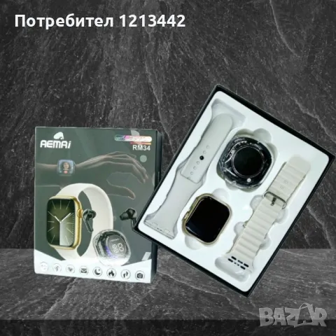 Смарт часовник с AMOLED дисплей и безжични слушалки, RM34