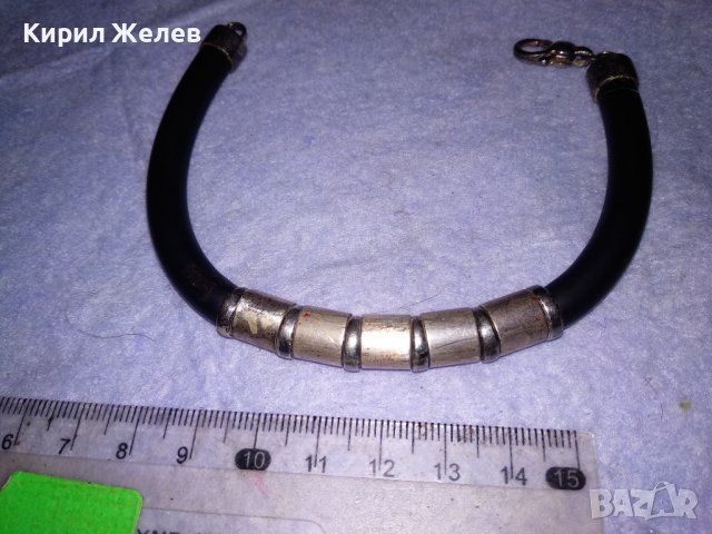 СТАРА ШИКОЗНА СИЛИКОНОВА СРЕБЪРНА АРТ ГРИВНА СРЕБРО 925 ПРОБА 25964, снимка 5 - Гривни - 41638272