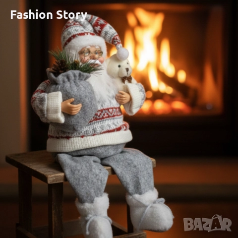 Голям Дядо Коледа с торба и мече - Атмосфера, уют и празничен стил, снимка 5 - Декорация за дома - 52577794
