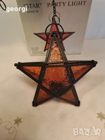 коледна витражна стъклена звезда фенер   26/2, снимка 2 - Декорация за дома - 50598288