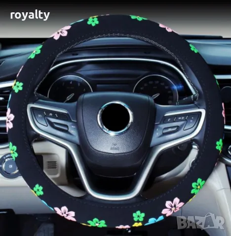 Дамски калъф за волан – Черно кадифе с апликации цветя, снимка 8 - Аксесоари и консумативи - 49002362