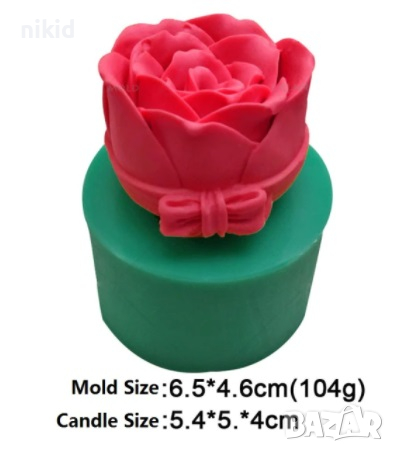 3D Голяма роза вързана с панделка силиконов молд форма фондан свещ шоколад гипс, снимка 2 - Форми - 36359449