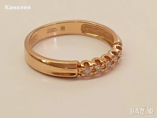 Руско злато. Пръстен с брилианти , снимка 9 - Пръстени - 55999614