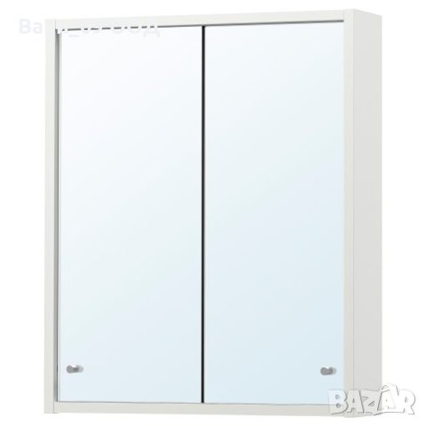 Бял огледален шкаф за баня с плъзгащи се вратички 