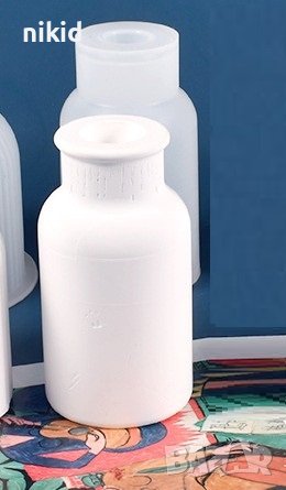 3D Голяма тясна ваза шише на резки силиконов молд форма фондан свещ гипс шоколад декор смола, снимка 2 - Форми - 40872499