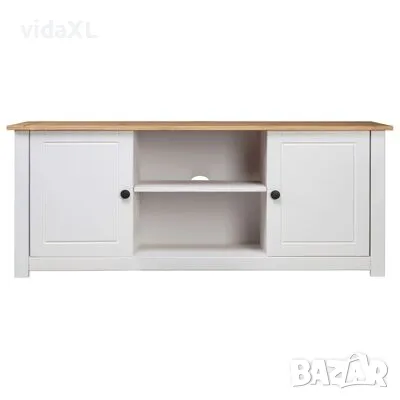 vidaXL ТВ шкаф, бял, 120x40x50 см, бор масив, Panama Range(SKU:282672), снимка 6 - Шкафове - 49466305