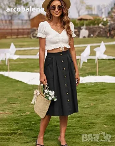 Ежедневна дамска пола с копчета и висока талия, 5цвята , снимка 12 - Поли - 48996172