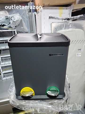 Songmics Кош за отпадъци 30 литра, система за разделно събиране на отпадъци, 2 коша, снимка 2 - Други - 53827787