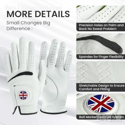 Нова Мъжка голф ръкавица Cabretta Leather Weathersof + магнитен маркер, снимка 2 - Голф - 53739440