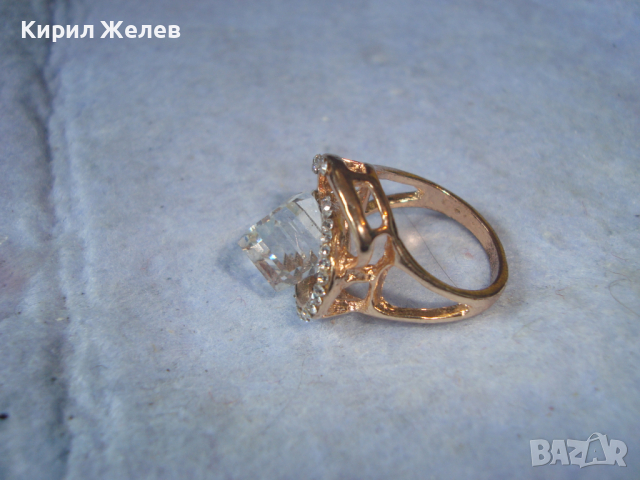 ПОЗЛАТЕН МОДЕН АРТ ПРЪСТЕН с ГОЛЯМ КРАСИВ ЮВЕЛИРЕН КРИСТАЛ и ЦИРКОНИ 6794, снимка 8 - Пръстени - 36410769