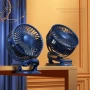 Мощен въртящ се USB вентилатор с щипка – 720° ротация, 3000mAh батерия, три скорости, преносим и без, снимка 1