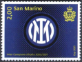 Чиста марка Спорт Футбол Клуб Интер шампион 2021 от Сан Марино, снимка 1 - Филателия - 36270574