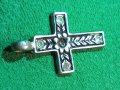 ПОСРЕБРЕН ВИНТИДЖ ФЛОРАЛНО ОРНАМЕНТИРАН НАГРЪДЕН КРЪСТ с КРИСТАЛИ 24777, снимка 8