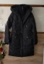 Дълго черно зимно яке с качулка гъши пух , снимка 1