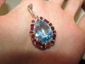 925 сребърно колие с 22 каратов син топаз Swiss Blue, снимка 4